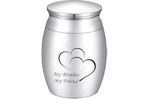 DLETAY Small Keepsake Urns for Human Ashes Mini Cremation Urns for Ashes Stainless Steel Memorial Ashes Holder-My Brother My Friend