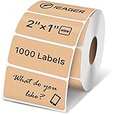 iEager 2x1 Inch Thermal Labels, Brown Rectangle Thermal Printer Stickers, Durable Shipping Label Printer Sticker for Barcode, Name, Address, 1000 Labels/Roll