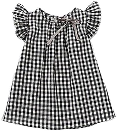 Little Girls Summer Princess Dress Plaids Checks Bowknot Dresses