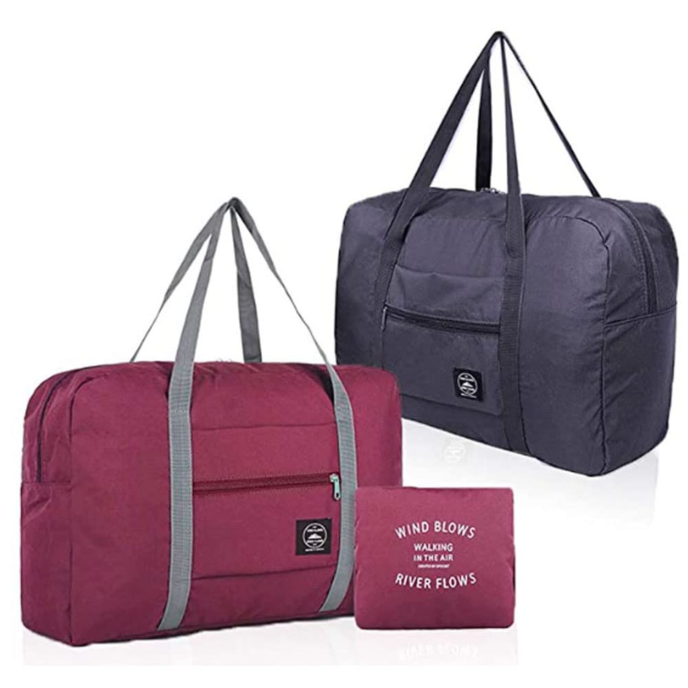 Photo 1 of 2 Pack Travel Duffle Bag, For Spirit Airlines Personal Item Bag,Travel Duffel Bag Weekender Bags Underseat (Lightweight Foldable) Carry-on Luggage for Women and Girls (Red & Dark Blue)
