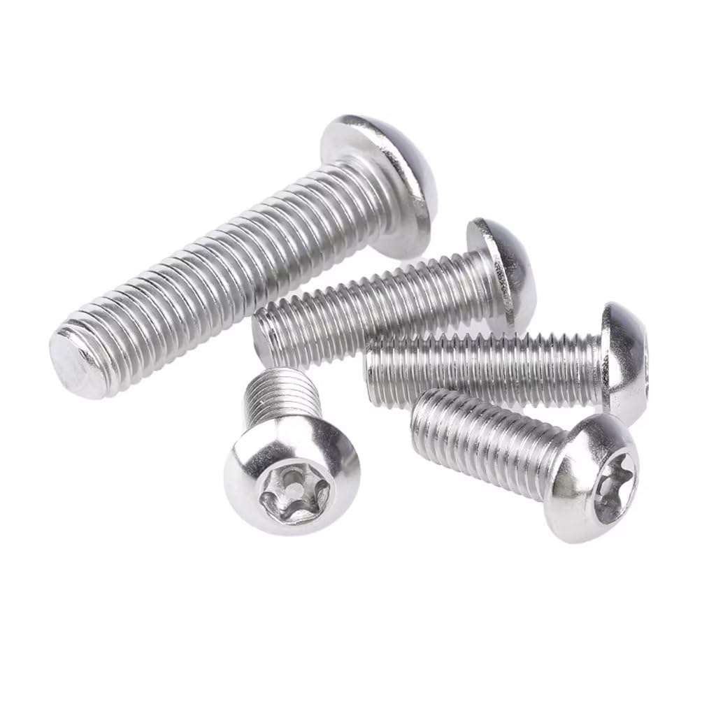 SYDARSYN Torx Round Head Machine Screws 304 Stainless Steel Hex Socket Security Screw Bolts with Core M6x18mm (5 pcs)
