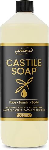 Lucemill Organic Castile Liquid Soap Base 1 Litre Unscented Body Hair Pet Vegan