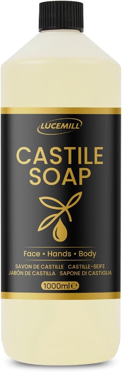 Lucemill Organic Castile Liquid Soap Base 1 Litre Unscented Body Hair Pet Vegan