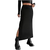 SOLY HUX Women's High Waisted Split Hem Skirt Bodycon Casual Long Skirts