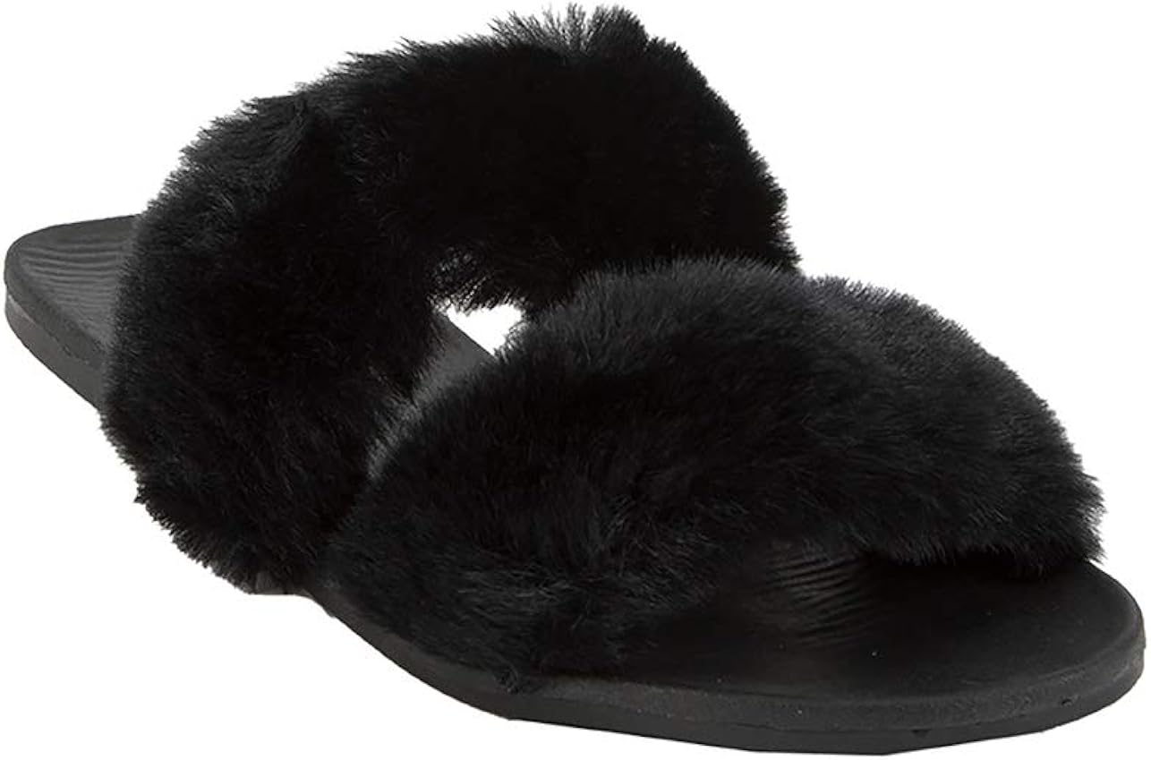 fur slide sandals