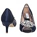 SheSole Womens Low Heel Dress Pumps Rhinestone Peep Toe Wedding Shoes Navy Blue US 9