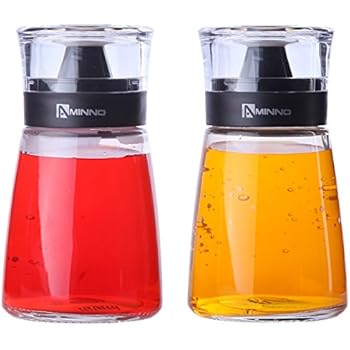 5.5oz Oil and Vinegar Cruets - Glass Dispensers for Oil and Vinegar with Sealing Caps - 2 Pc Set