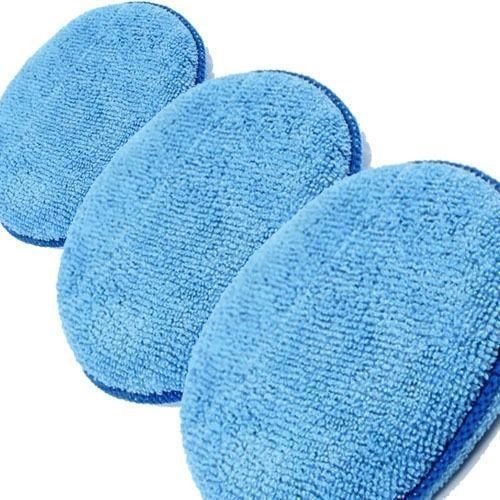 3 x Microfibre Polish Applicator Pad Kent Car Care Clean Valeting (Blue