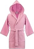 Kid's Hooded Waffle 100% Turkish Cotton Bathrobe (Small/Medium, Pink)