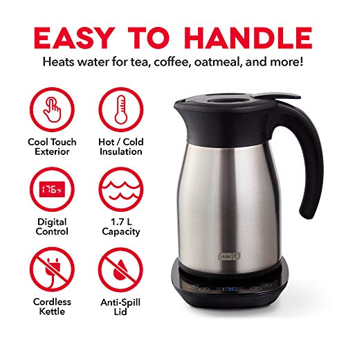 Dash Insulated Electric Kettle, Cordless Hot Water Kettle Stainless