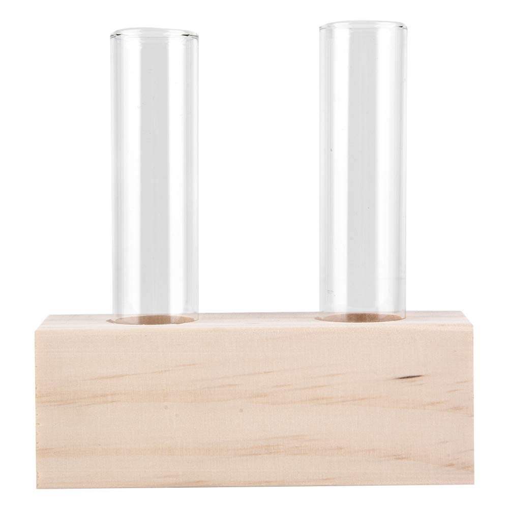 Hydroponic Flower Vases,Desk Test Tube Glass Pot Flower Planter Pot With Wooden Holder, Unique Home Decor, Terrarium Container Tabletop Desk Decor with Rack