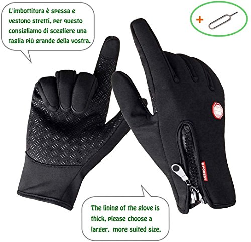 Waterproof Touch-Screen Gloves,with Full-Finger Design,for Outdoor Sports Climbing Dress Driving Cycling (Black, M) - Thumbnail 2