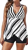 Summer Mae Women's Plus Size V-Neck Tankini Flowy Swimsuit