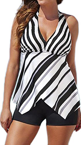 Summer Mae Women's Plus Size V-Neck Tankini Flowy Swimsuit Summer Mae Women's Plus Size V-Neck Tankini Flowy Swimsuit