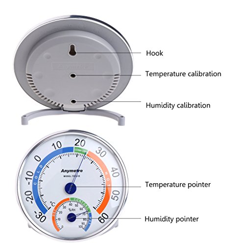 Qisuw Thermometer Hygrometer -Household Analog Round Temperature Humidity Weather Meter - Thumbnail 3