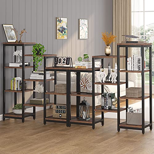 Tribesigns 4Tier Bookshelves and Bookcases, Wooden Rustic Ladder Corner Bookshelf Open Step