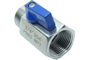 CDQBWKJGFJ 1 Piece 3/4" Mini Ball Valve Female x Male NPT Thread Shut-Off Valve Stainless Steel 304