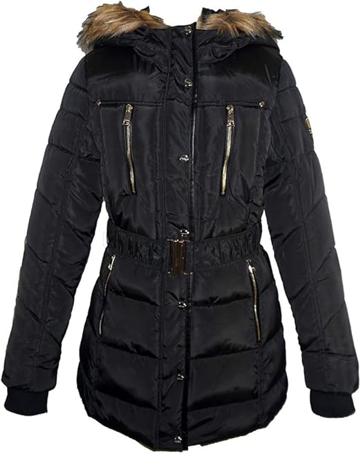 black belted puffer coat womens