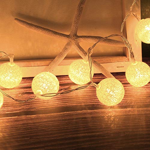 Akabsh Cotton Ball Fairy String Lights 20 LED Cotton Remote Control String Lights Decor String Lamp for Party Home Room