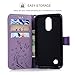 LG K20 Plus Case, LG K20 V Case, LG K10 2017 Case, YOKIRIN Wrist Strap Flip Kickstand PU Leather Wallet Cover Embossed Floral Butterfly with ID&Credit Card Holder 3D Elephant Dust Plug, Purple