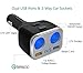 Safergo 2 Sockets Cigarette Lighter Splitter, 80W 12V/24V Adapter Quick Charge 3.0 Smart 2.4A Dual USB Car Charger with Voltage Display for iPhone iPad Samsung, C28s