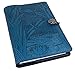 TycoLL iiLOAABB FERGRELM Genuine Leather Refillable Journal Cover with a Hardbound Blank Insert, 6x9 Inches, Dragonfly Pond, Sky Blue with a Pewter Button, Made in The USA by Oberon Design