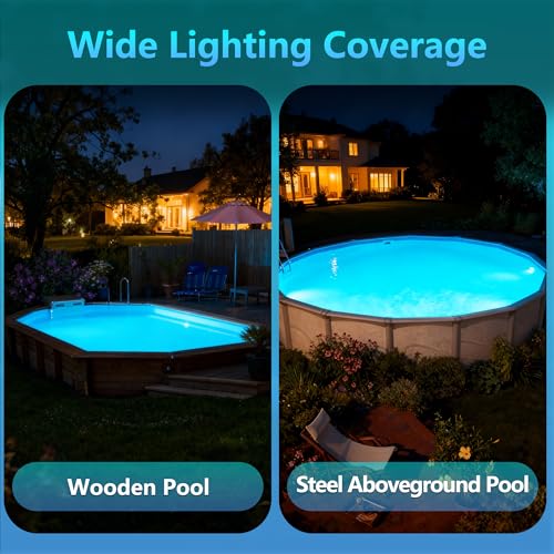 OSREE LED Pool Lights with 2 Inch Thread, 12 W Pool Lamps 6000 K Non-Dimmable, 1200 lm, Ø190 mm, 12 V AC/DC Resin Filled Spotlight for Prefabricated Pools Fiberglass Outside Ground Steel