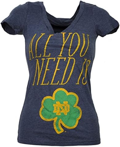 NCAA Notre Dame Fighting Irish All You Need Womens Tshirt Tee Blue V Neck XLarge