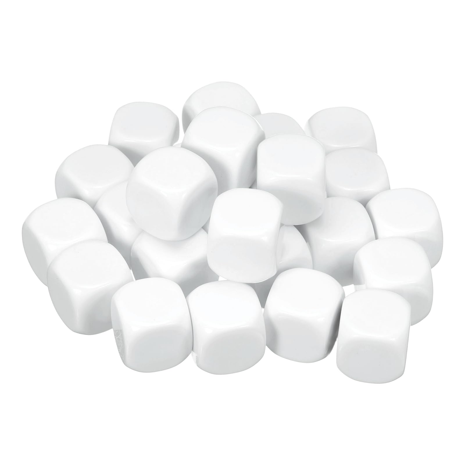 sourcing map 20Pcs Acrylic Blank Dice, 25mm/0.98" Acrylic Rounded Corner Six Sided Blank White Dice Blocks with Smoothed Surface for Board Games Party Fun