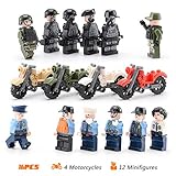 16 PCS Building Block Toy Set, Motorcycle / Vehicle with Army Mini Figures Play Set, Assemble & Removable Motorcycle Military Toys Figures Car Party Favors Fits Boys and Girls