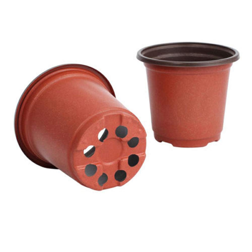 Ozgkee 100 Pcs Flower Pot, Plastic Flower Pot, Small Mini Round Flower Pot Seedlings Seed Pots Nursery Pots Flower Plant Containers for Flowers and Plants, Seed Pots (Brown)
