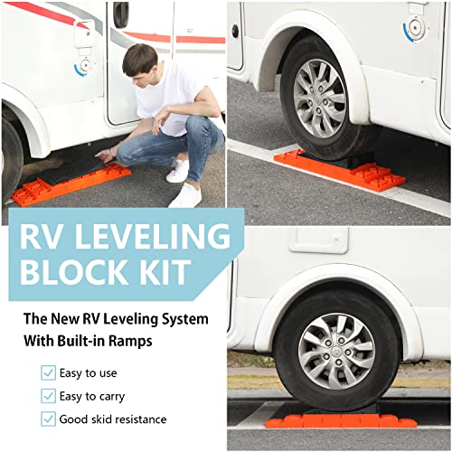 Homeon Wheels Camper Leveling Blocks, One Top Tire Saver Ramps and 9 Pack Interlocking Leveling