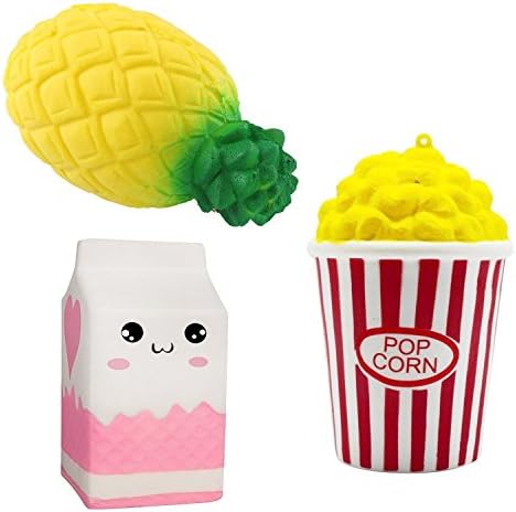 Desire Deluxe 3pc Scented Jambo Squishies Pack Slow Rising Squishy for Boys and Girls Stress Reliever Toys - ( Popcorn Milk Pineapple )