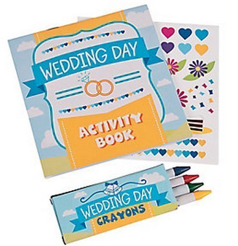Wedding Day Kids Activity Books with Stickers and Crayons (1 Dozen) Kids’ Table Activities, Wedding Favors