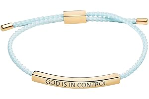 PINGYONGCHANG God Is In Control Inspirational Bracelets for Women, Christian Faith Bracelets Handmade Letter Braided Bracelet Adjustable Stainless Steel for Women Girls Christmas/Birthday Gifts Jewelry