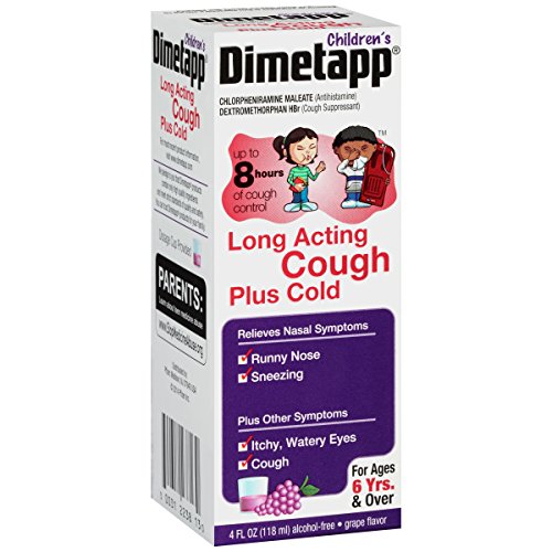 Dimetapp Children's Long Acting Cold & Cough Antihistamine & Cough Suppressant (Grape Flavor, 4 fl. oz. Bottle)