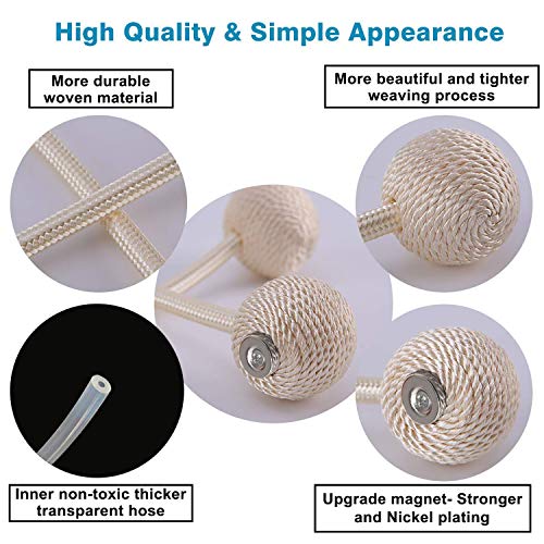 SmallDot Magnetic Curtain Tiebacks, [Pack of 6] Drapery Hooks Holdbacks Holders with Strong Magnet for Window Sheer Blackout Panels, 16 Inch, Beige - Thumbnail 2