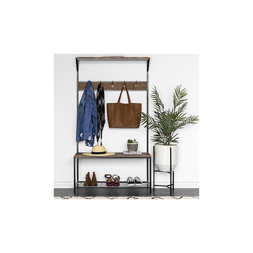 Best Choice Products 71x39in 3Tier Entryway Coat Shoe Rack Bench Hall
