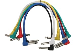 MOPFOL Patch Cables - 6.35mm Curved Plug Colored Instrument Cables for Effects Pedal Board, High-Signal Integrity Cords for G
