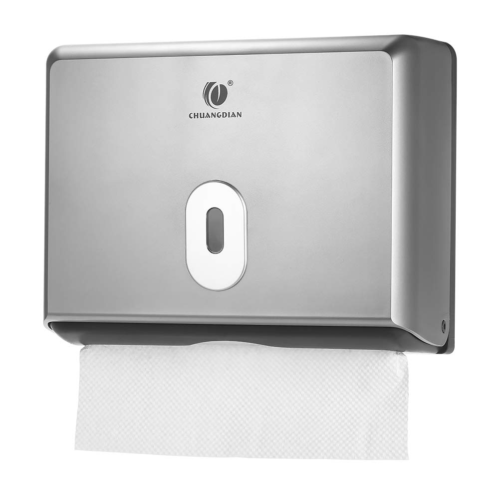 Anself Wall Mounted Paper Folded Hand Towel Dispenser Silver