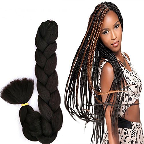 Top Selling Super Braid Advanced Kanekalon Fibers Bulk Hair Easy to Grab Braid Twist Same Quality as X-pression Ultra Braid, Pack of 2, Color #1 Jet Black