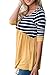 Liyuandian Womens Striped Flared Hem Ruffle 3/4 Sleeve Loose Peplum Babydoll Tunic Tops