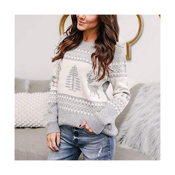 Women Christmas Xmas Pullover Sweater Long Sleeve Knitting Jumpers - Image 5