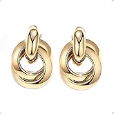 Joluzuk Gold Earrings for Women Simple Trendy Dainty 18K Gold Plated Paperclip Square Chain Link Dangle Hoops Earrings Lightweight Hypoallergenic Fashion Jewelry for Christmas Birthday Gifts