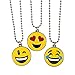 Expression Jewelry 3 Pack of Emoticon Necklace - Assorted Smiley Emoticon 16 inch Necklaces