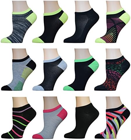 AirStep Women's No Show Athletic Socks - 12 Pack,16112-Multi,Sock Size: 9-11 Fits Shoe: 4-10