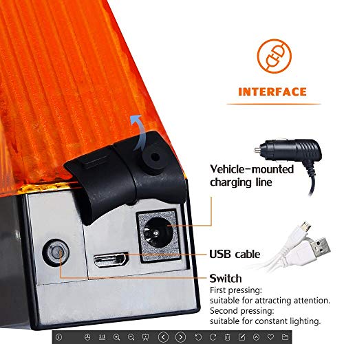 2-in-1 LED Warning Triangle Light Roadside Hazard Warning Light Reflective Warning Road Safety Triangle Kit Led Emergency Beacon Light Rooftop Strobe Light for Car Truck Boat