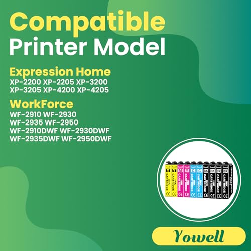 Yowell XP3200 XP2200 Ink Cartridge Compatible with Epson Expression Home XP-2200 XP-2205 XP-3200 XP-3205 XP-4200 XP-4205, Workforce WF-2910 WF-2935 WF-2950, 4X Black, 2X Cyan, 2X Magenta, 2X Yellow