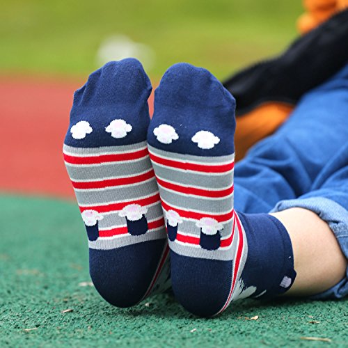 Cartoon Cotton Dog Crew Socks - KEAZA Package Novelty Liner Socks for Women 5-pack WZ10 (C1)