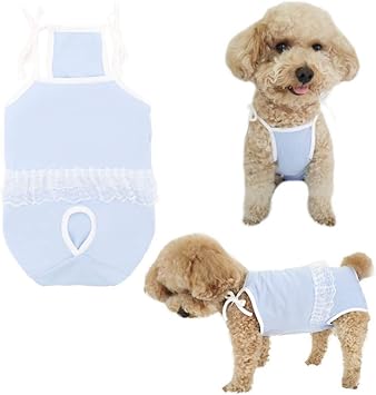 Amazon Due Felice 犬 術後服 術後ウェア サニタリー エリザベスカラーに代わる ボタンテープ 皮膚保護 傷舐め 避妊 傷口の保護 発情期用 生理用 おむつカバー 小型犬 中型犬 キャミソール ベビーブルー Xl Due Felice 術後ウェア 通販